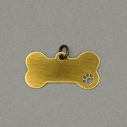 Engraved Pet Tag – Personalized Gold Bone Dog ID Tag with Paw Print (Canada)