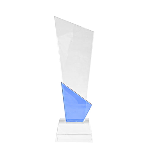 Modern Crystal Award Trophy with Blue Accent – Custom Engraving for Corporate Recognition or Achievement