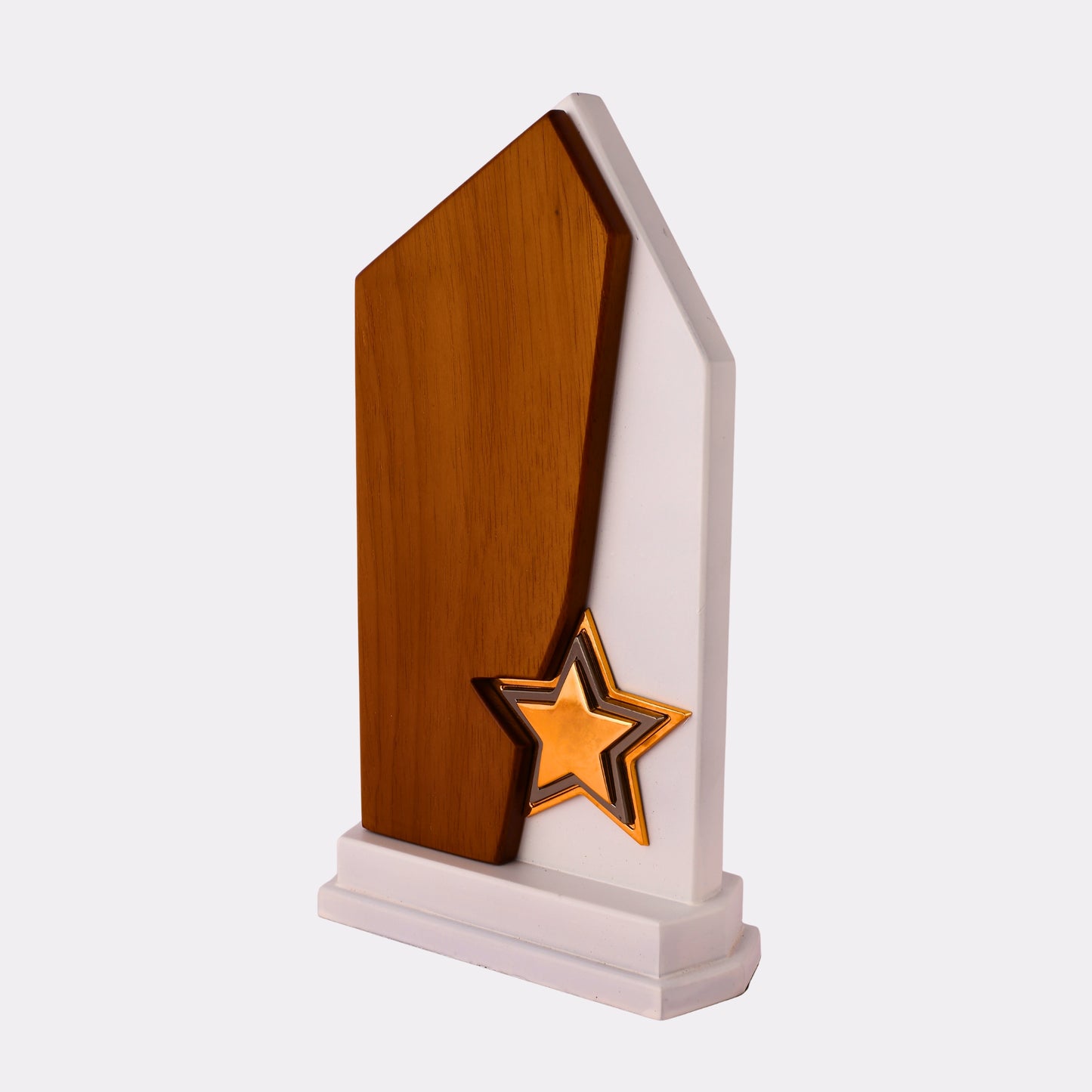 Personalized Star Trophy – Custom Wooden & White Award with Engraving Option