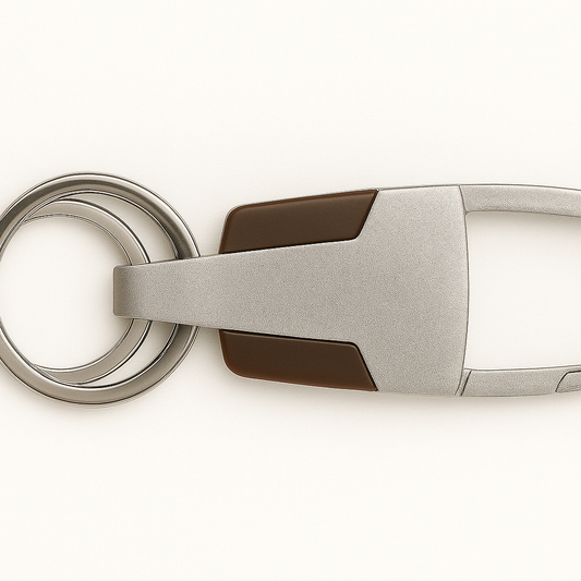 Metal Carabiner Keychain with Dual Rings – Matte Gunmetal Finish