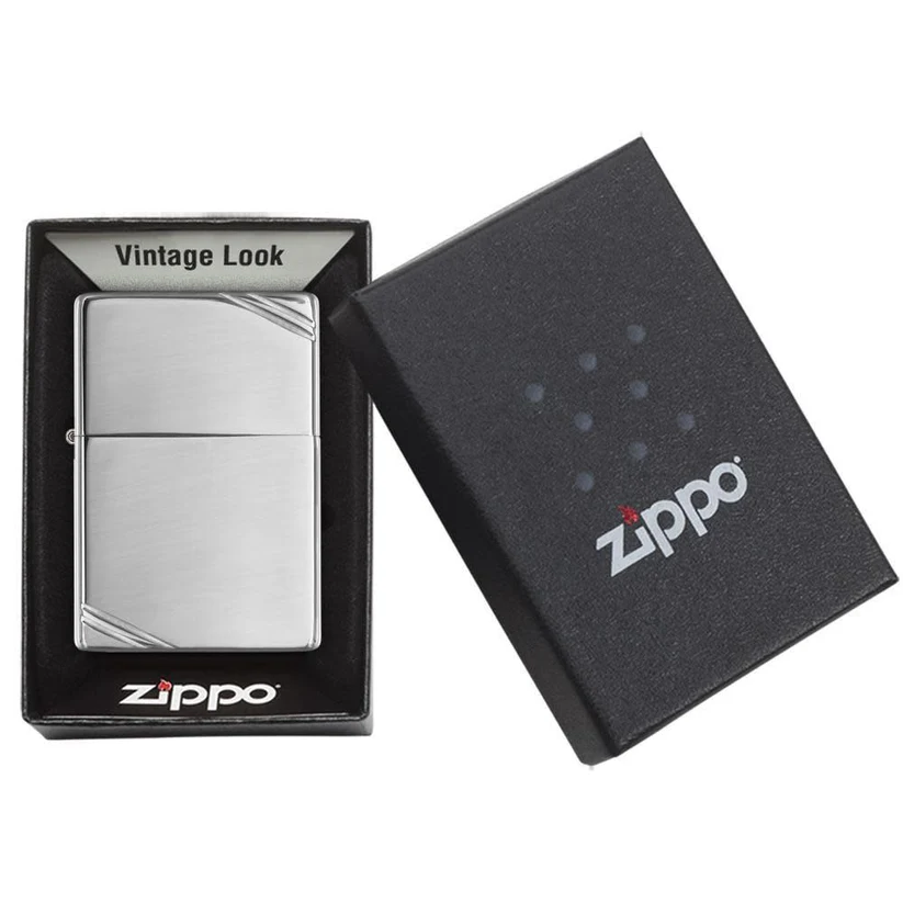 Custom Engraved Zippo – High Polish Chrome Vintage with Slashes | Personalized Gift for Him (Canada)