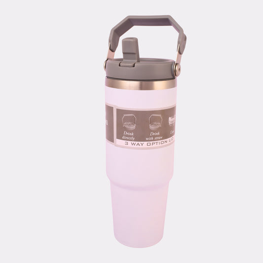 Custom Engraved White 40 oz Tumbler with 3-Way Lid – Personalized Stainless Steel Travel Mug with Straw, Sip & Seal Options