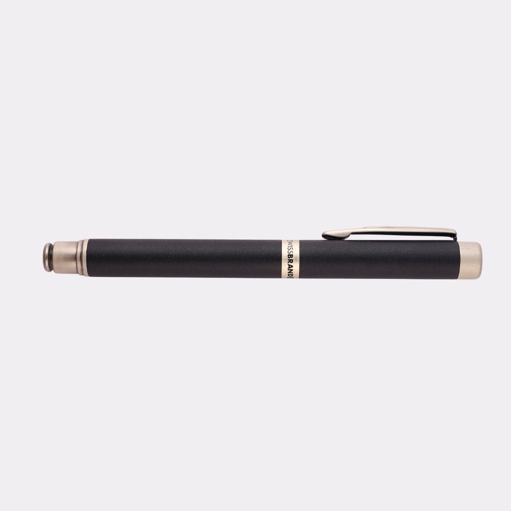 SwissBrand Black & Gold Fountain Pen – Luxury Metal Engraved Pen with Gift Box