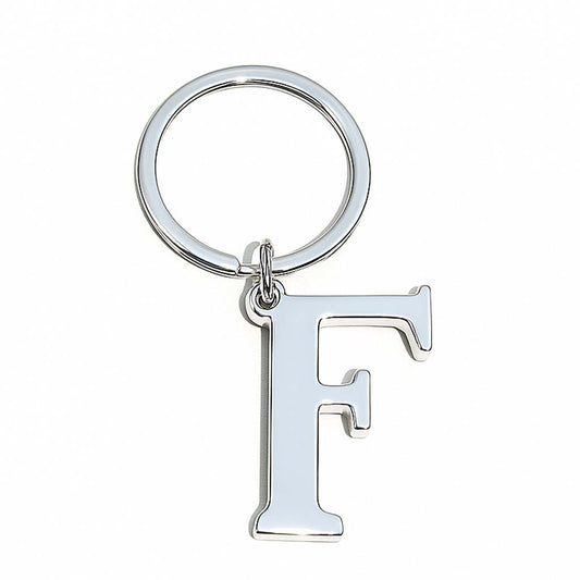 Alphabet "F" Initial Metal Keychain – Polished Chrome Finish