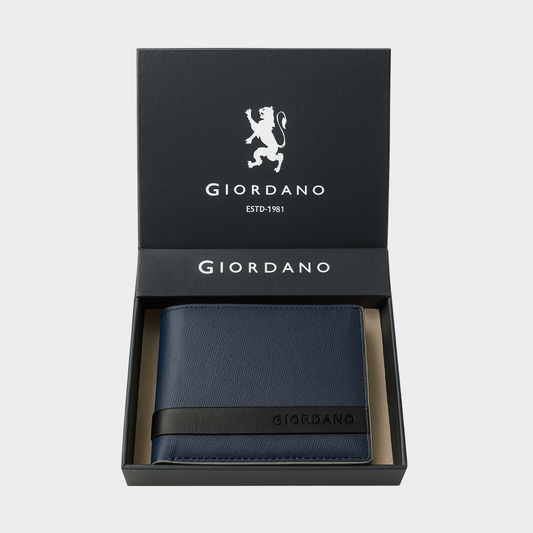Giordano RFID Navy Blue Wallet for Men – Personalized Engraving Available