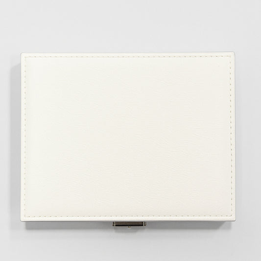 Luxury White Leather Jewelry Organizer Box with Lock