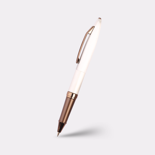 Engraved White & Bronze Pen – Personalized Gift for Women, Office & Journals