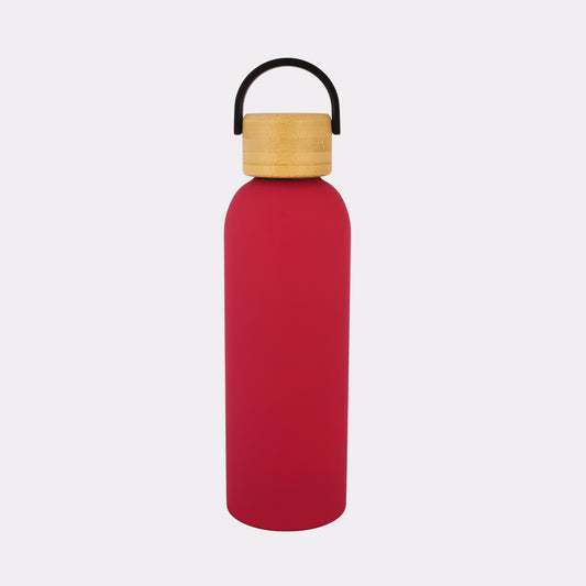 Personalized Red Stainless Steel Water Bottle with Bamboo Lid – 18 oz Custom Engraved Eco Bottle – Leak-Proof, BPA-Free, Reusable Gift