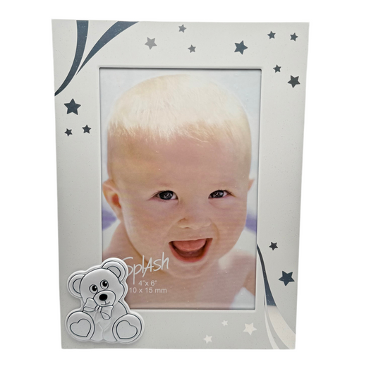 Personalized Baby Photo Frame with Teddy Bear – Custom Engraved Gift | Baby Shower, Newborn & Baptism Keepsake Canada & USA