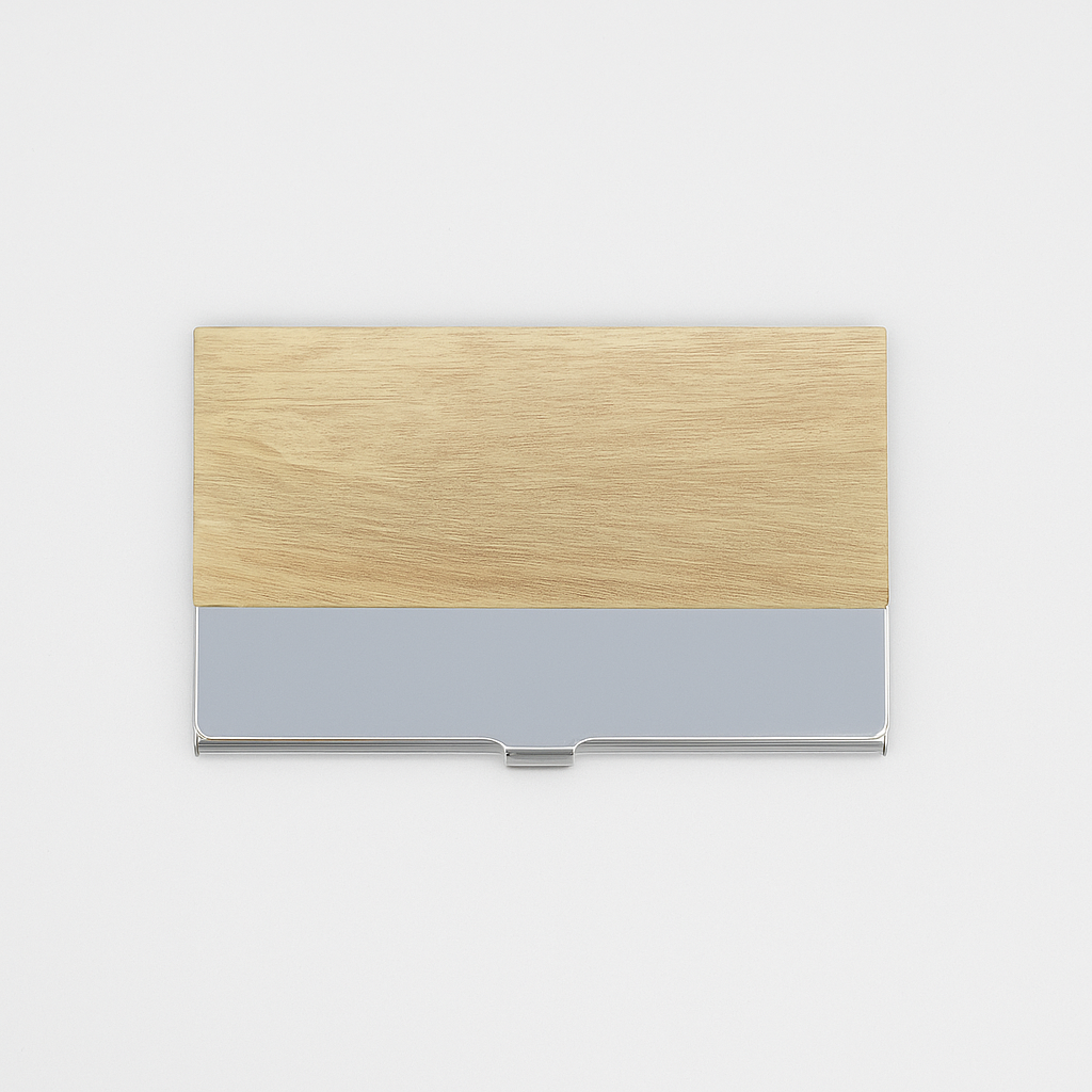 Engraved Business Card Holder Wood & Steel Two-Tone