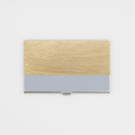 Engraved Business Card Holder Wood & Steel Two-Tone