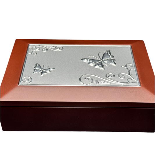 Personalized Jewelry Box with Silver Butterfly Design – Wooden Jewelry Storage Canada