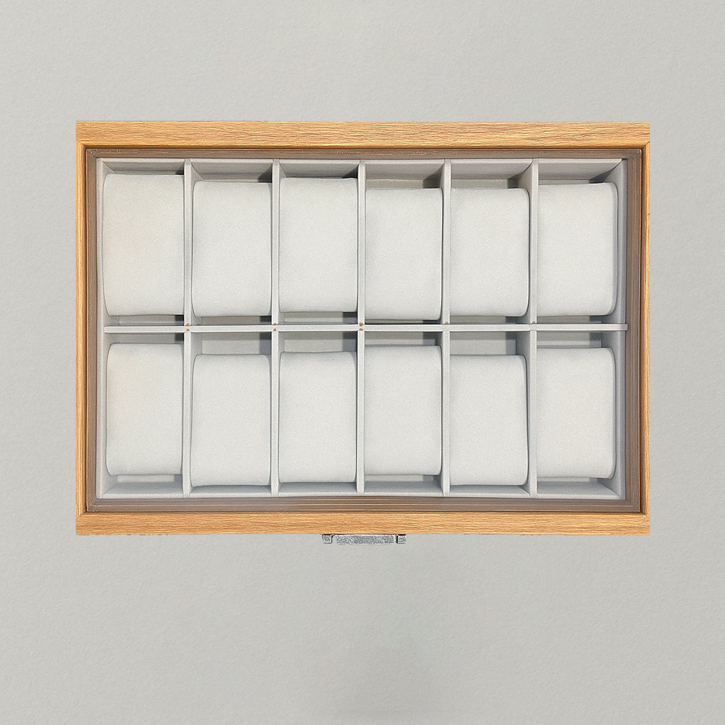 Personalized Watch Box Wooden 12-Slot Glass-Top