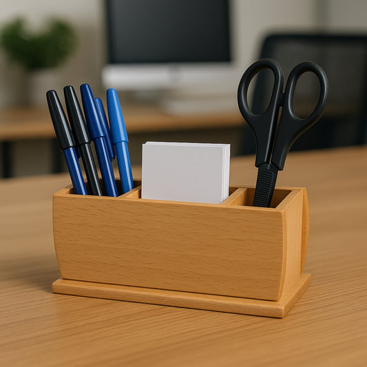 Custom Wooden Desk Organizer – Multi-Slot Pen & Stationery Holder for Office or Home