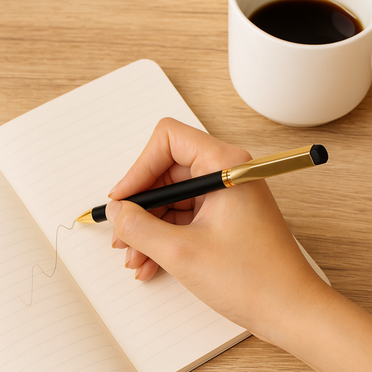 Engraved Black & Gold Stylus Pen – Personalized Gift for Office & Professionals