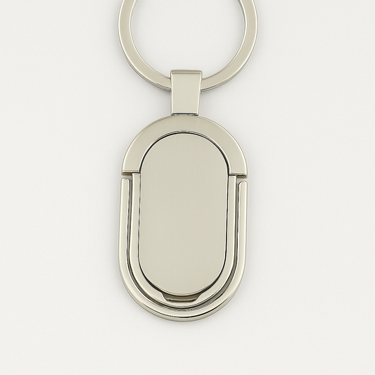 Custom Oval Engravable Metal Keychain – Elegant Mirror Finish