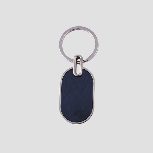 Engraved Keychain Oval – Custom Black & Silver Personalized Metal Key Ring | Gift for Men, Women & Professionals