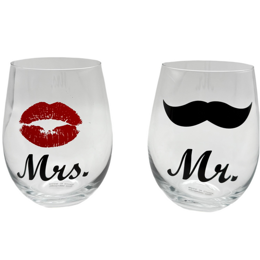 Mr. & Mrs. Glass Set – Engraved Wedding Glasses | Personalized Couples Wine Glasses Gift in Canada