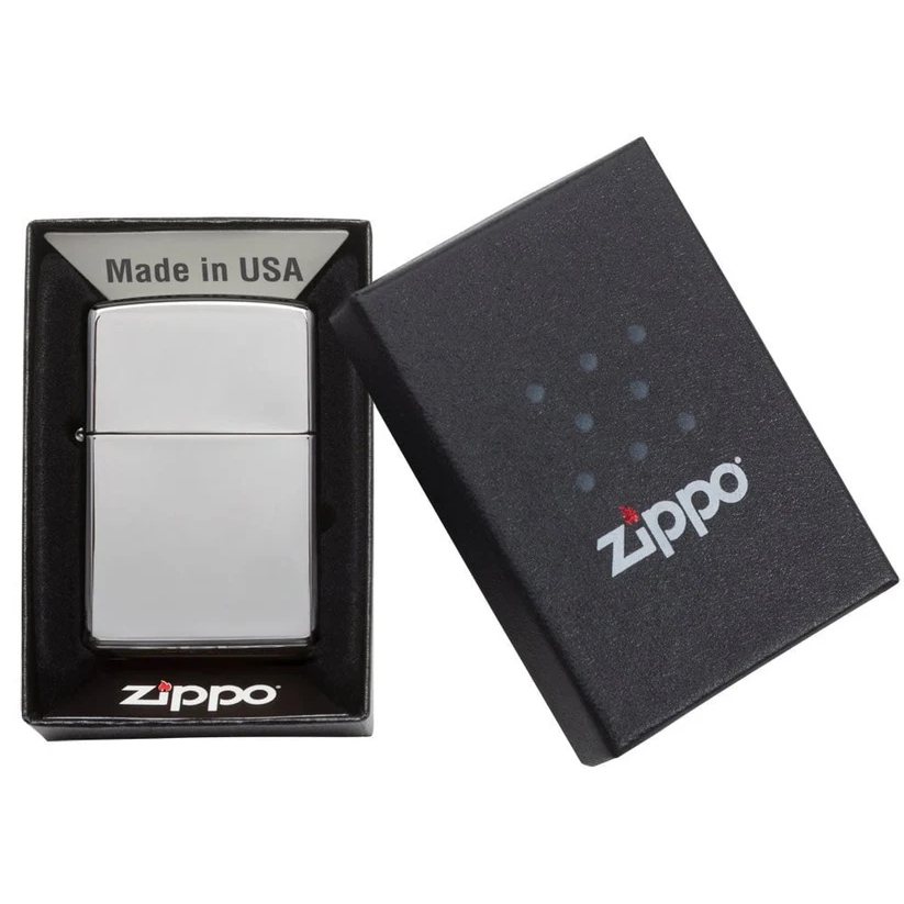 Custom High Polish Chrome Zippo Lighter – Personalized Engraving | Elegant Reflective Finish