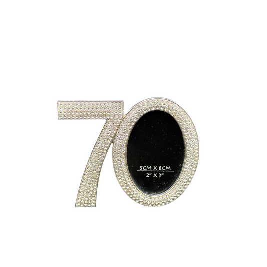 70th Birthday or Anniversary Photo Frame – Rhinestone Number 70 Picture Frame | Personalized Milestone Gifts Canada