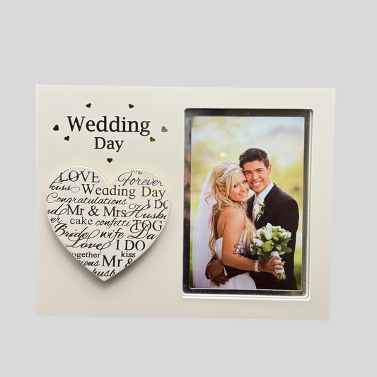 Personalized Wedding Day Photo Frame with Heart Accent – Custom Engraved Picture Frame | Engraved Gifts Canada Toronto Vancouver Calgary Montreal