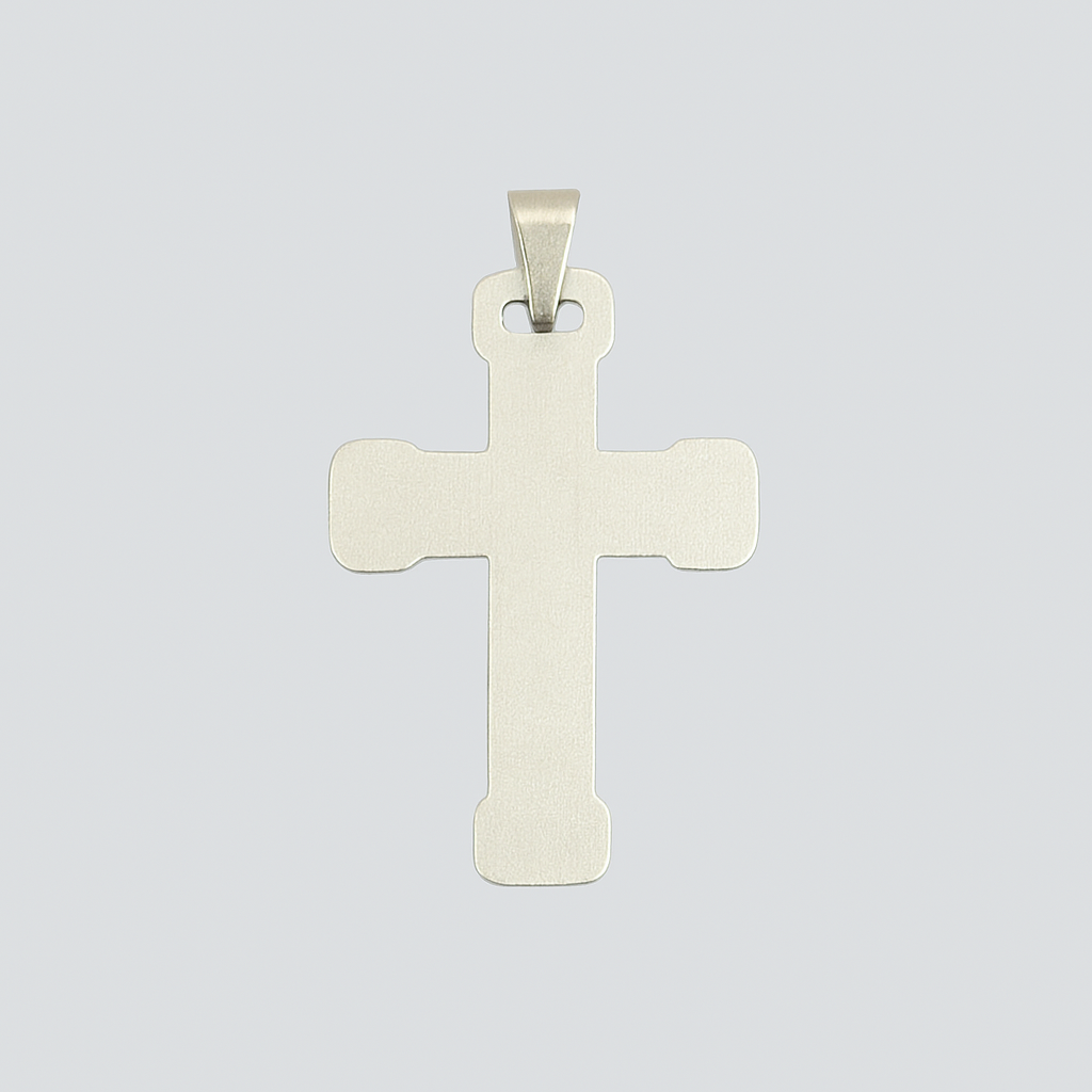 Engraved Crucifix Pendant – Stainless Steel & Gold Jesus Cross Necklace for Men or Women