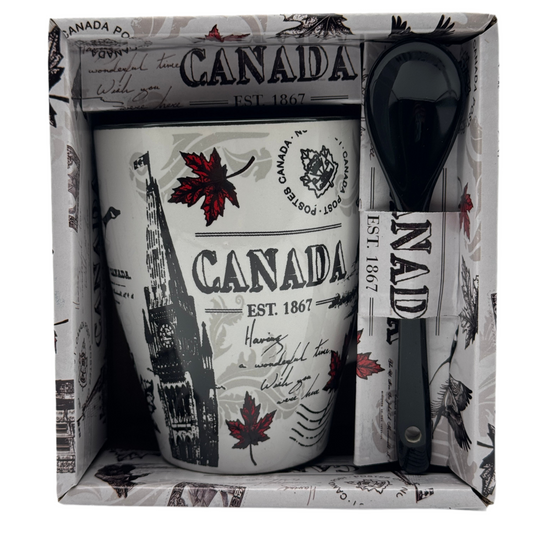 Canada Souvenir Mug with Spoon – Canadian Maple Leaf Gift Set | Toronto, Mississauga & Brampton Souvenir Shop Online