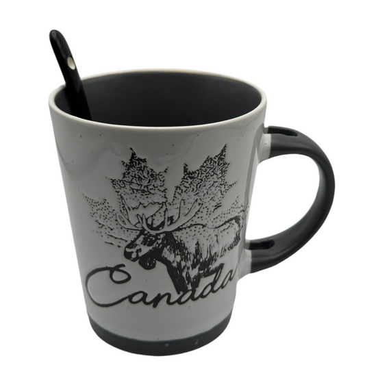 Canada Souvenir Mug with Spoon – Unique Canadian Gift Set | Maple Leaf & Landmark Design