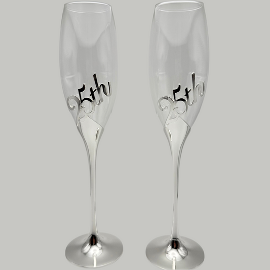 25th Anniversary Champagne Flutes Canada – Personalized Engraved Crystal Glasses Toronto, Mississauga, Vancouver, Montreal