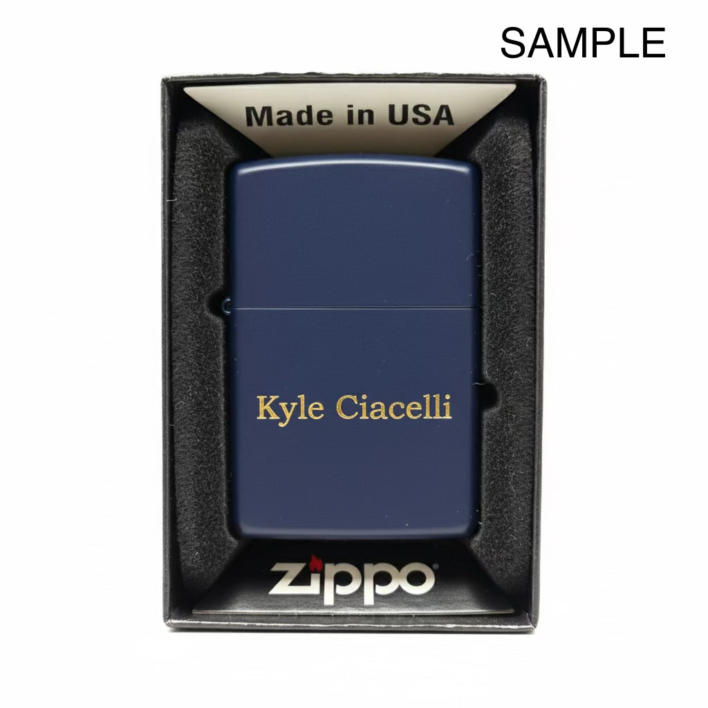 Engraved Zippo Lighter – Navy Matte Finish Personalized Gift for Him or Her