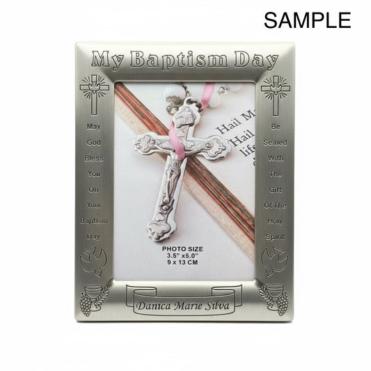 Engraved Baptism Gift Set – Silver Frame & Certificate Holder for Baby Boy or Girl Engravables