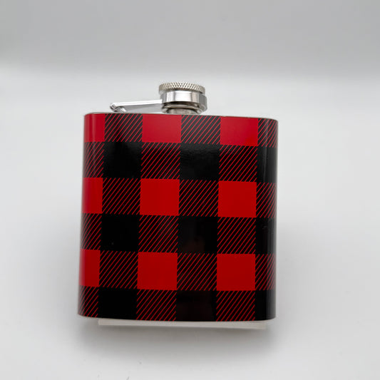 Engraved Hip Flask – Personalized Buffalo Plaid Flask Gift for Him