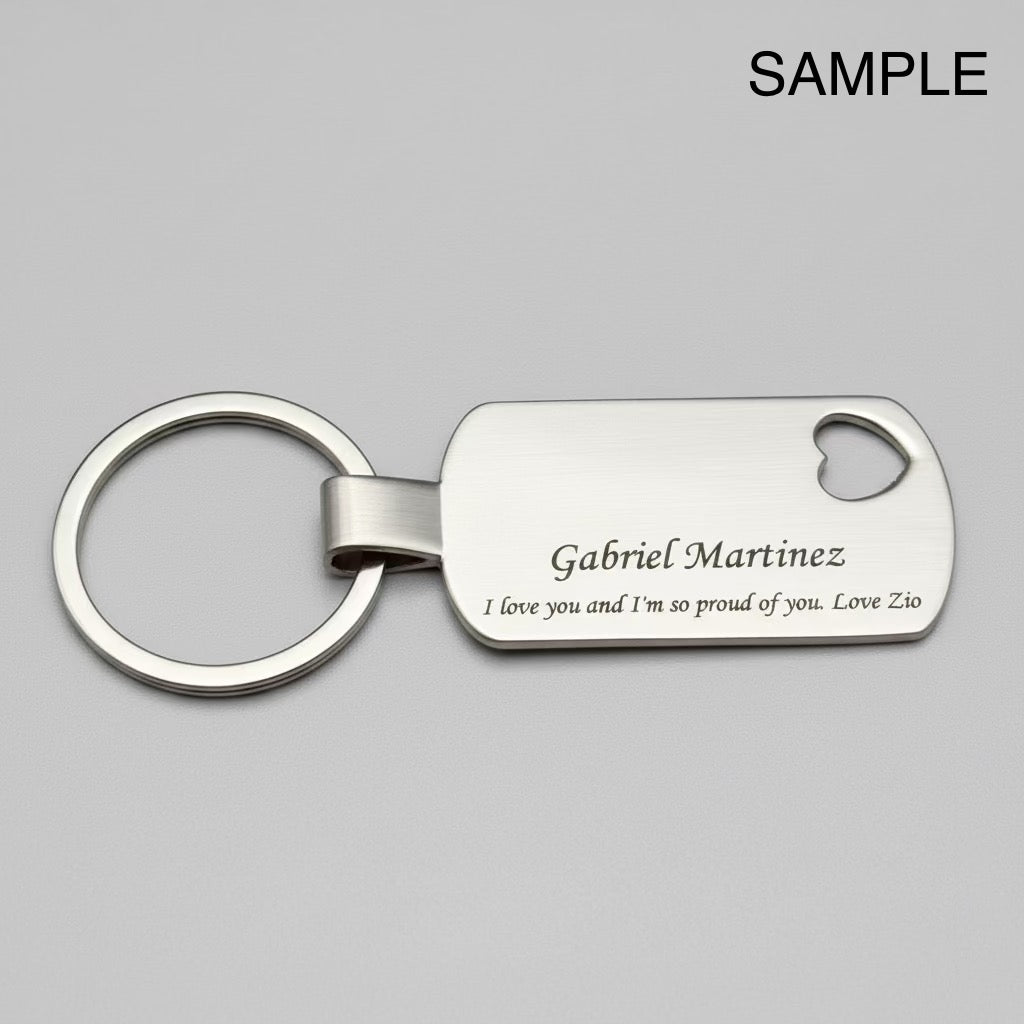 Engraved keychain Custom Heart Cutout Keychain – Engravable Stainless Steel Tag