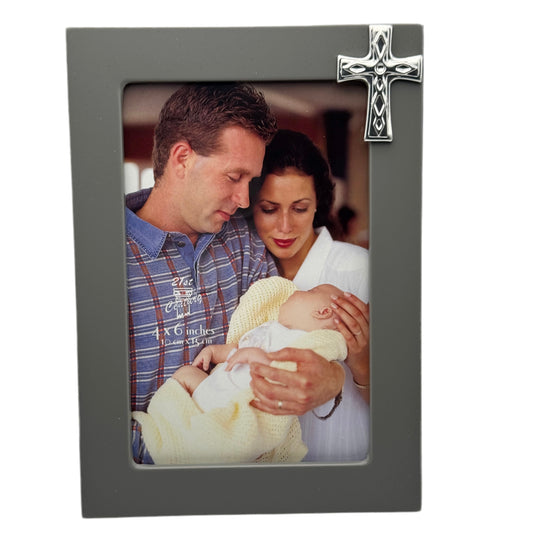 Engraved Baptism Photo Frame with Cross – Personalized Religious Keepsake | Christening & Confirmation Gift Canada