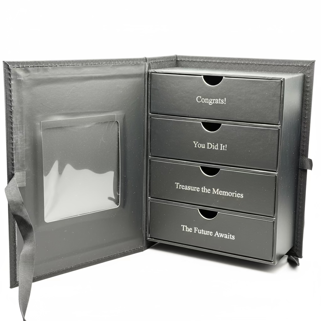 Personalized Graduation Memory Box with Engravable Cap Charm – Keepsake Organizer for Graduation Gifts