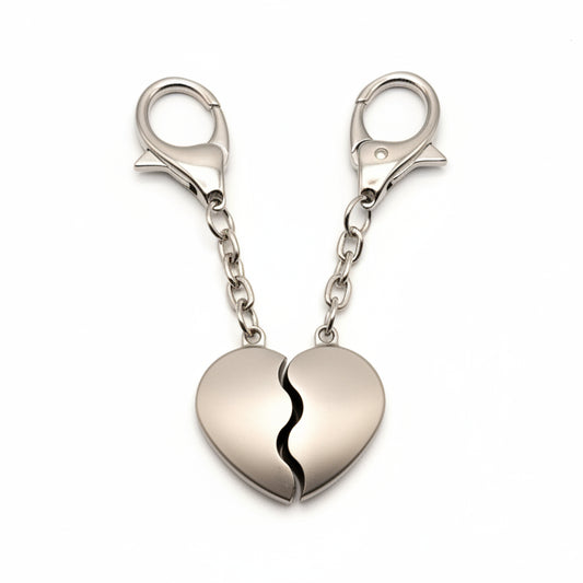 Personalized Magnetic Split Heart Couple Keychain – Engraved His & Hers Keychain Set