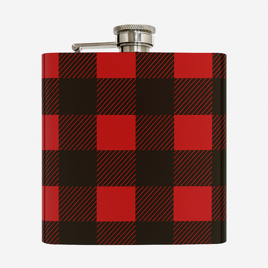 Engraved Hip Flask – Personalized Buffalo Plaid Flask Gift for Him