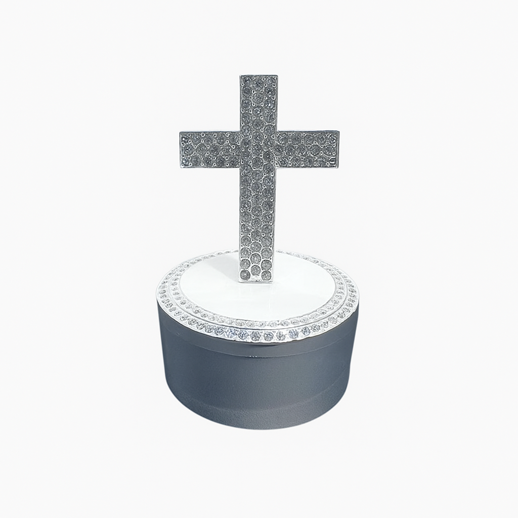 Engraved Cross Keepsake Box – Rhinestone Baptism & Communion Gift for Baby or Child