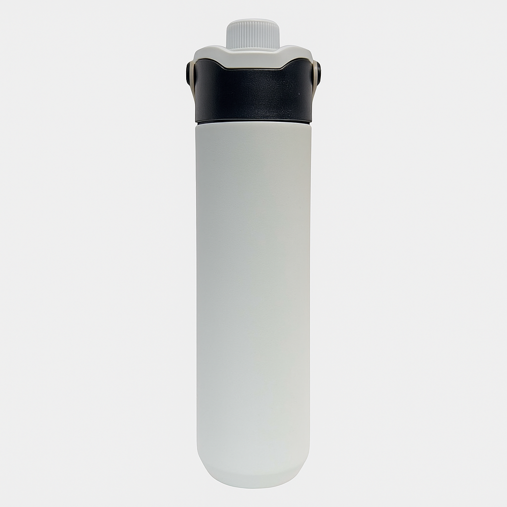 Engraved White Water Bottle – Custom Matte Stainless Steel Bottle with Flip Cap
