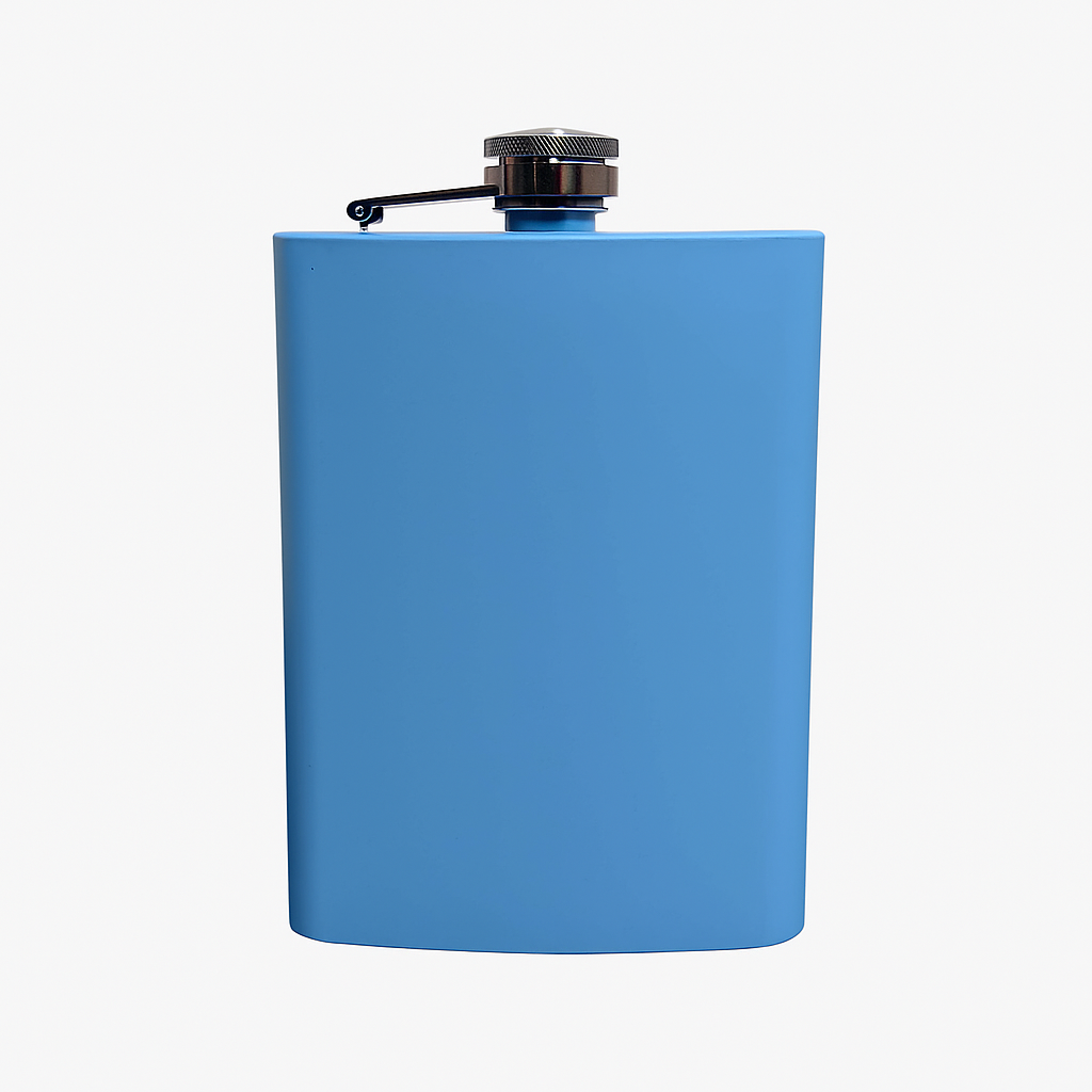 Engraved Blue Hip Flask – Custom Powder-Coated Flask Gift for Him or Her