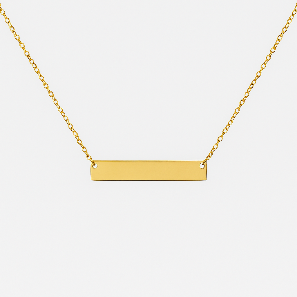 Personalized Gold Bar Necklace – Custom Engravable Name Plate