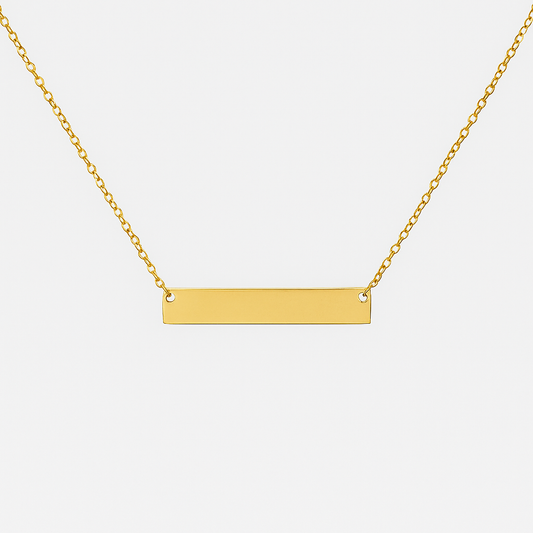 Personalized Gold Bar Necklace – Custom Engravable Name Plate