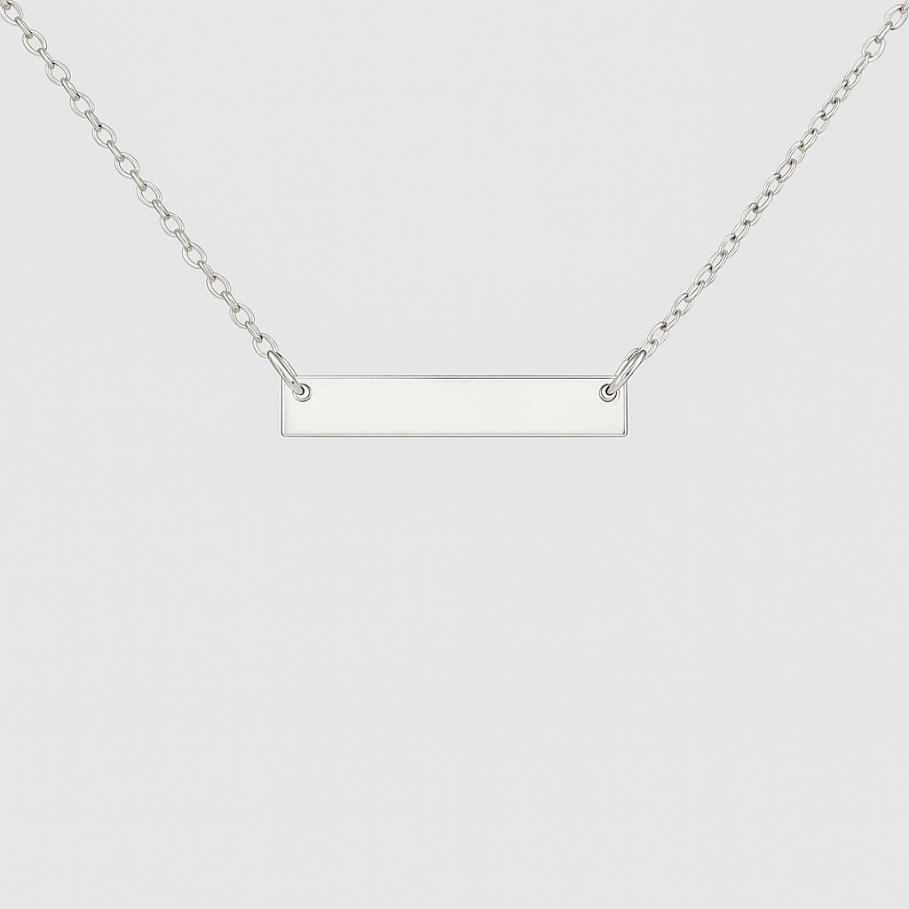 Custom Engravable Silver Bar Necklace – Minimalist Nameplate Jewelry
