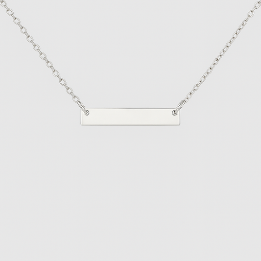 Custom Engravable Silver Bar Necklace – Minimalist Nameplate Jewelry