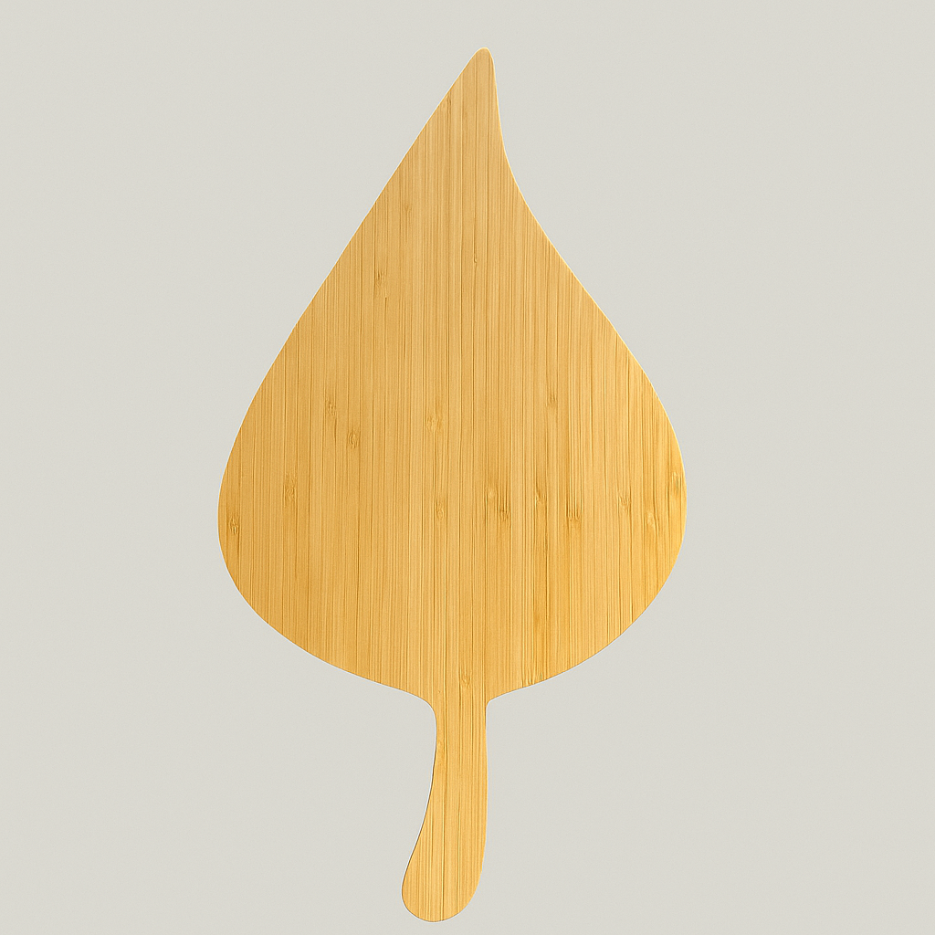 Engraved Leaf-Shaped Bamboo Charcuterie Board – Engravable Serving Platter with Handle
