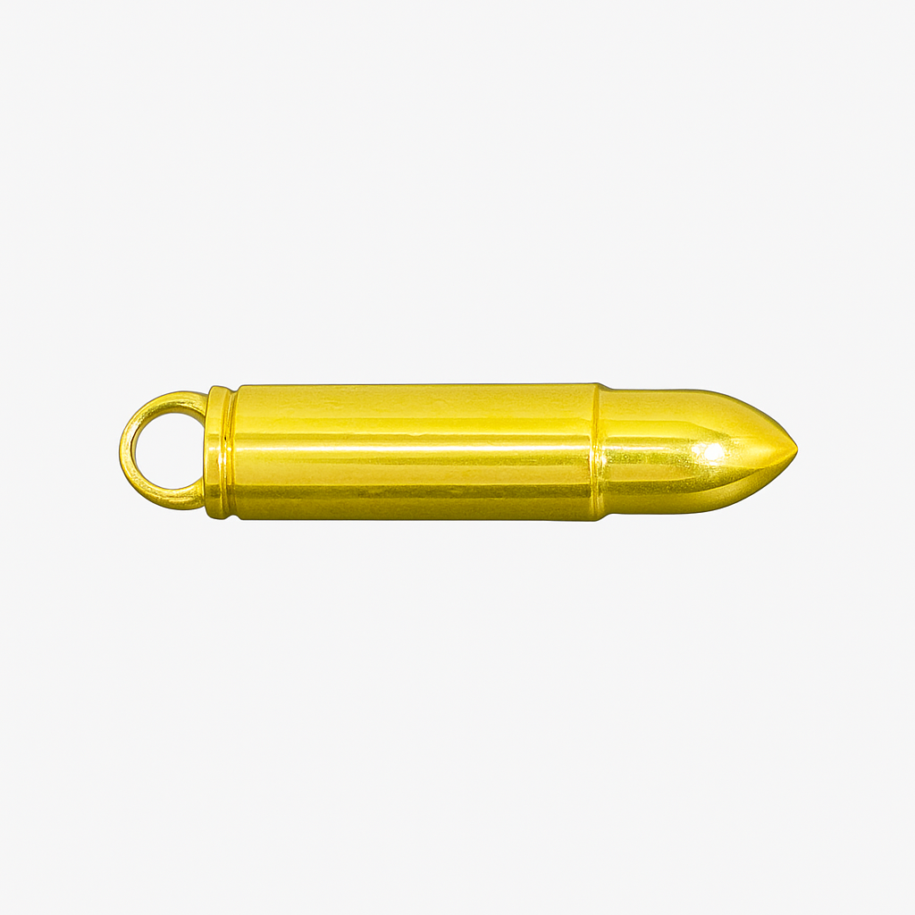 Gold Bullet Pendant – Engraved Keepsake Necklace for Men or Women
