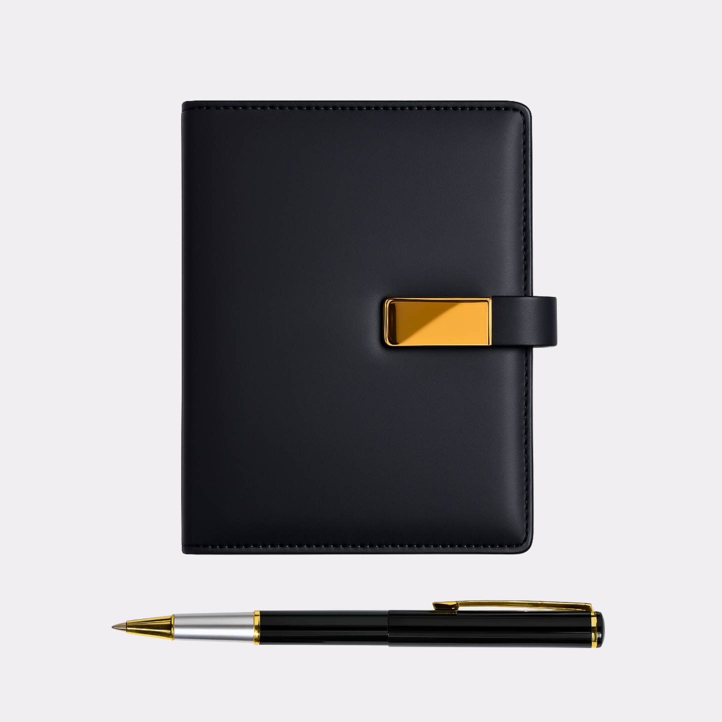 Luxury Black Diary & Gold Pen Gift Set – Personalized Engraving Available