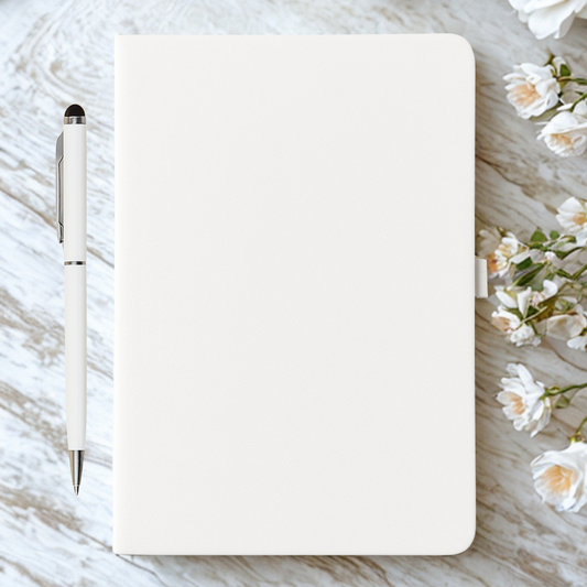 White Engravable Notebook & Pen Set – Custom Gift for Office, Events & Weddings