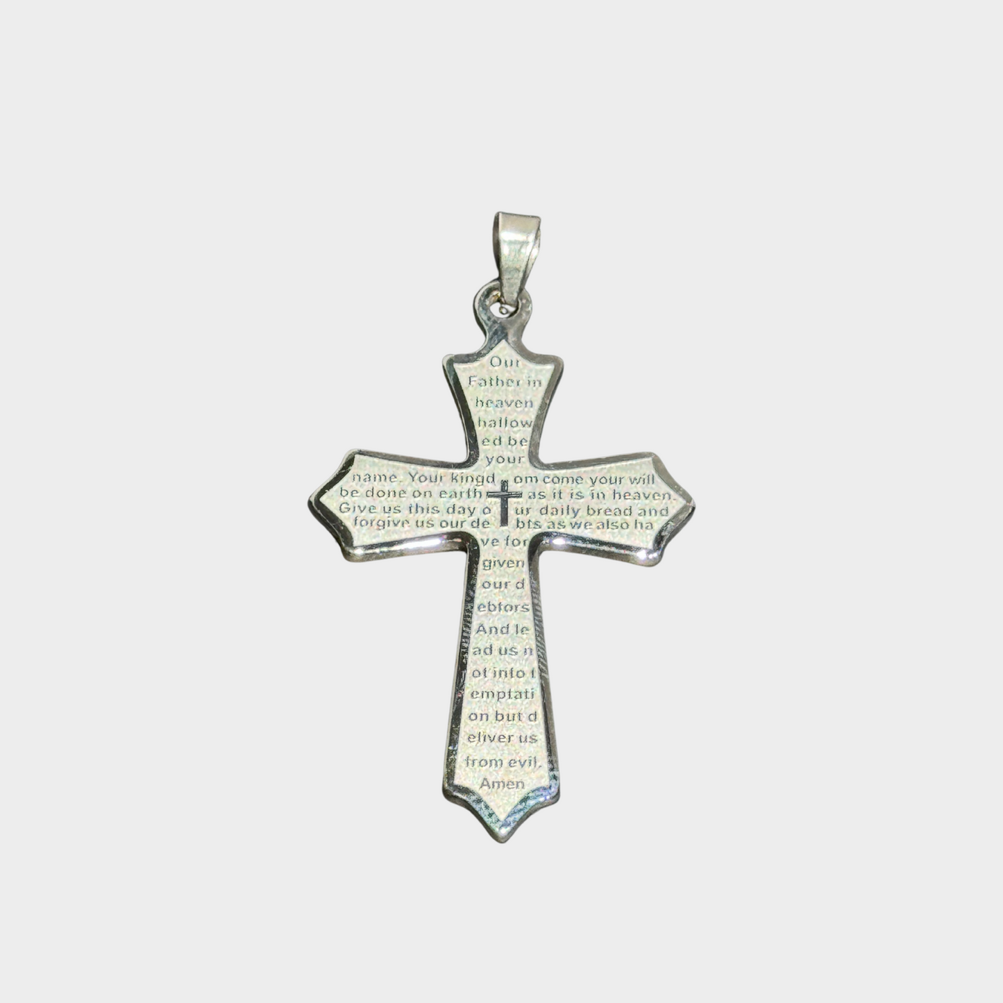 Engraved Cross Pendant – Custom Stainless Steel Christian Necklace Charm