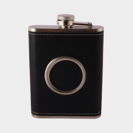 Personalized Leather Hip Flask with Collapsible Shot Glass – Engraving Available